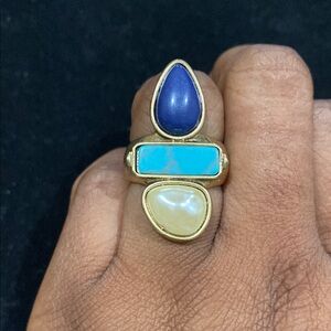 Lucky Brand Turquoise and Pearl Ring sz 7